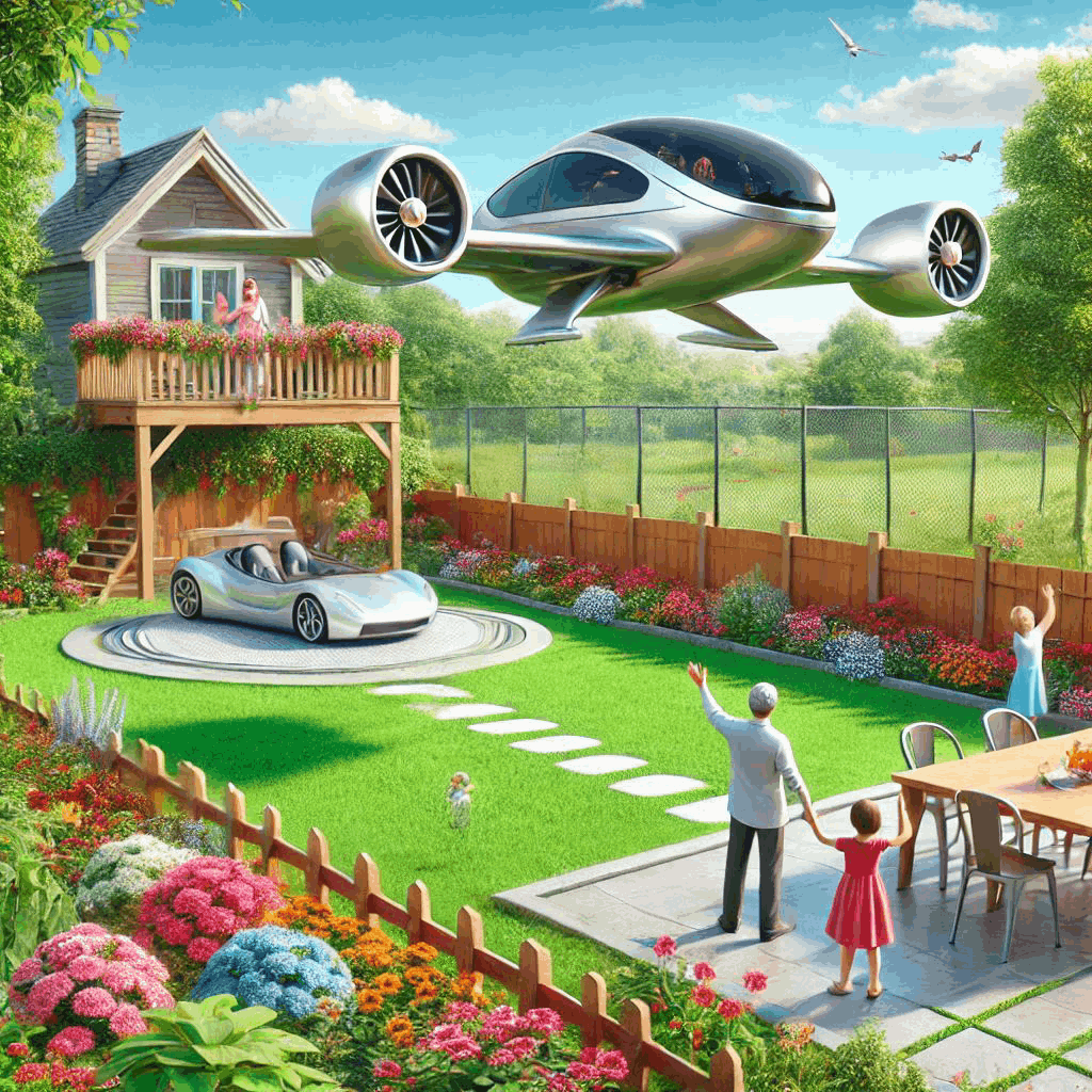 Flying Car Landing in Back Garden